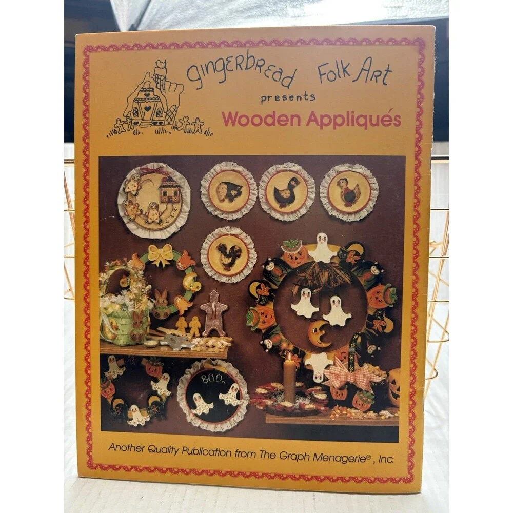 Vintage 1984 Gingerbread Folk Art Wooden Appliques Craft Pattern Book 38 Designs